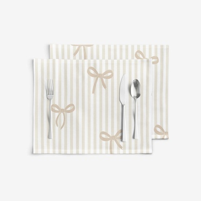 Goldea prestieranie 100% bavlnené plátno latte mašličky s prúžkami 2ks 30x40 cm