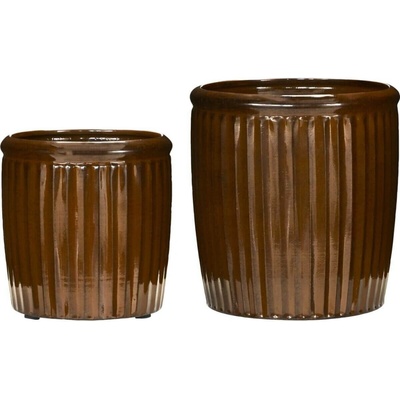 House Doctor Květináč Brown Groove menší 20 cm