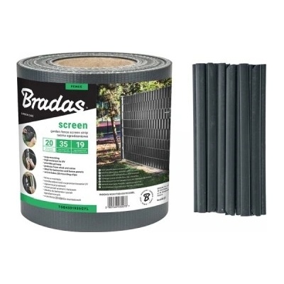 Bradas Stínící plotová páska 0,19x35m s klipy tmavě šedá