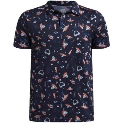 Under Armour Matchplay Printed Polo Midnight Navy Posh Pink Castlerock