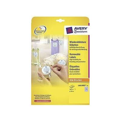 Avery Zweckform etikety 10mm, A4, biele, 315 etikiet, snímateľné, balené po 25 ks, L6019REV-25
