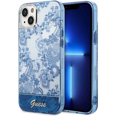 GUESS Кейс Guess GUHCP14MHGPLHB за iPhone 14 Plus 6.7", син / син, твърд, Porcelain Collection (GUE002219-0)