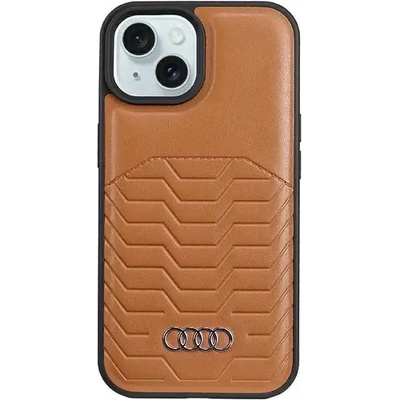 Audi Кожен кейс Audi Synthetic Leather с MagSafe за iPhone 15 Plus / 14 Plus, кафяв (6955250227018)