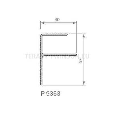 Počáteční a koncový hliníkový profil F elox 65, 9363, 40x57mm pro podkladový profil Twinson P9552