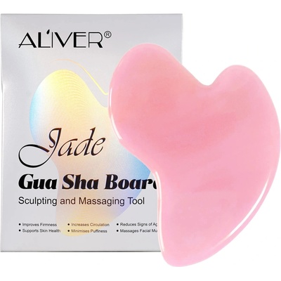 Aliver Jade Gua Sha Board masážna pomôcka Pink