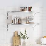vidaXL Стенни рафтове 2 бр 75x30 см сребристи неръждаема стомана (30282)