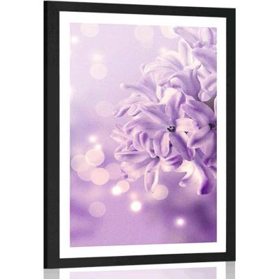 Plakát s paspartou fialový květ šeříku - 20x30 silver