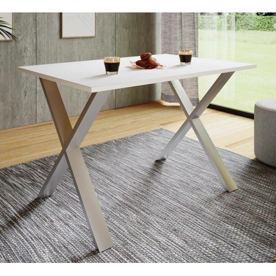 VCM Jídelní stůl Xona 140 x 80 X-nohy bílý