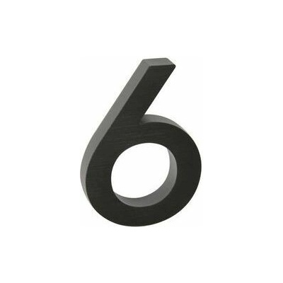 Hliníkové číslo v 3D provedení s broušeným povrchem, znak "6", černé