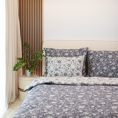 Takoy Obliečky 140x220 tkaný mušelín luxury set mini kvety šedomodré-HT-00856 140x220 70x90