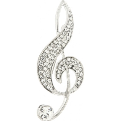 Biju brož houslový klíč s čirými zirkony stříbrné 9001546