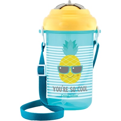 Canpol babies Преходна чаша със сламка и капаче Canpol - 400 ml, Ананас (4/102_yel)