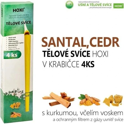 HOXI Tělové svíce SANTAL CEDR v krabičce 4 ks