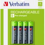 Verbatim RECHARGEABLE BATTERY AAA 4 PACK / HR03 (49514) - gtcomputers