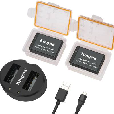 Комплект LP-E17 Kit зарядно + 2 бр батерии за за Canon EOS RP, EOS M6 Mark II, M6, M5, M3, EOS Rebel T8i, T7i, T6i, T6s, EOS Rebel SL3, SL2, EOS 77D