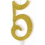 PartyDeco Свещ за торта - златна, номер 5