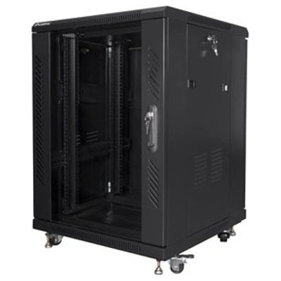 Lanberg Комуникационен шкаф Lanberg FF01-6615-12B, 19", 15U, 84.8 x 60 x 60 cm, товароносимост до 800кг, черен (FF01-6615-12B)