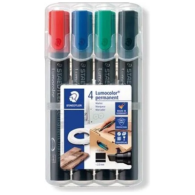 STAEDTLER Комплект маркери за алкохол, 2-5 мм, изрязани, STAEDTLER "Lumocolor 350", 4 различни цвята 350 WP4 (350 WP4)