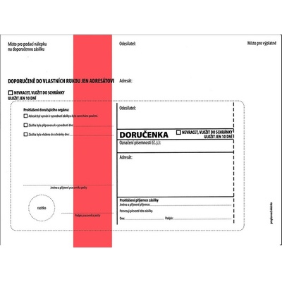 Obálky C5 s doručenkou, vytrhovací okénko - s červeným pruhem / 1000 ks, 133500