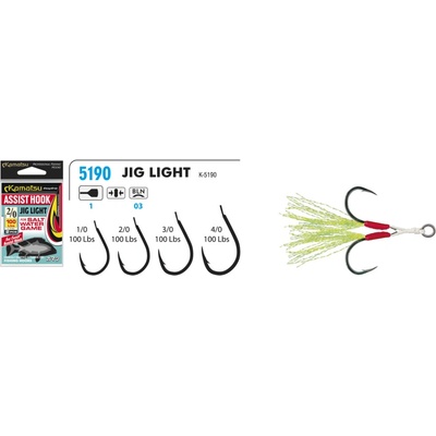 Kamatsu Háčky Assist Hook Jig Light BL 100lb 2 ks vel.4