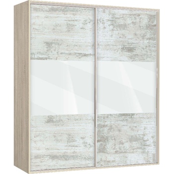 Bogdan Furniture G Двукрилен гардероб с плъзгащи врати Мебели Богдан Модел bm-ava 4, кристал със сонома