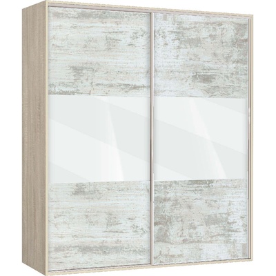 Bogdan Furniture G Двукрилен гардероб с плъзгащи врати Мебели Богдан Модел bm-ava 4, кристал със сонома