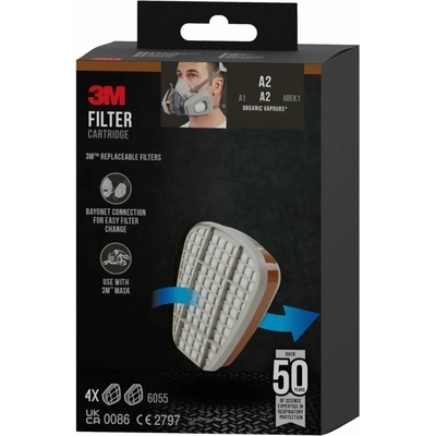 3M A2 Filtry na organické páry 6055-1, 4 páry