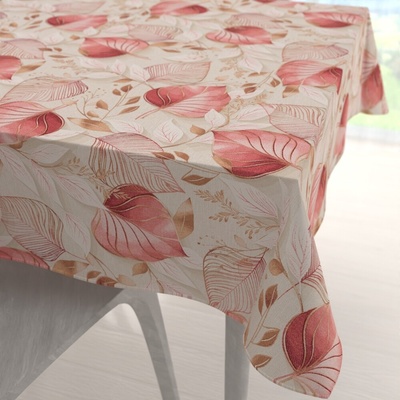 Biante Dekorační čtvercový ubrus Leona LN-172 Růžovo-vínové listy na režném 70x70 cm