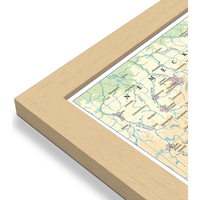 Excart Maps ČR - nástěnná obecně zeměpisná mapa 198x126 cm Varianta: mapa v dřevěném rámu, Provedení: Pegi přírodní
