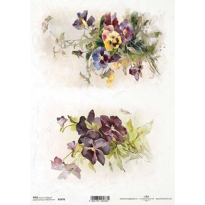Itd. Collection Rýžový papír Macešky v kyticích jarní kvítí A4