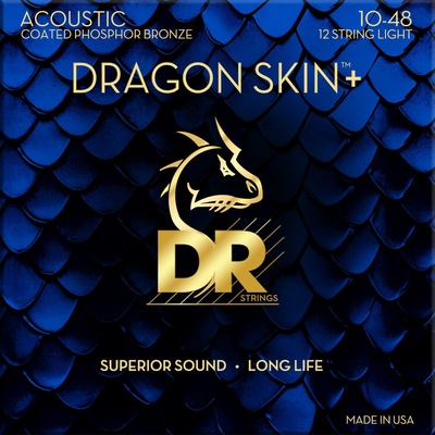 DR Strings Dragon Skin+ Coated Phosphor Bronze 12-String Light Струни за акустична китара (DAP-10/12)