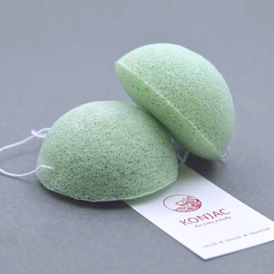 Konjac Konjaková houbička s Aloe Vera na suchou a citlivou pleť zelená – Zboží Dáma