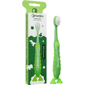 Nordics Премиум детска четка за зъби Дино 6900, Soft, зелена