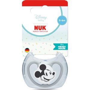 Nuk Perfect Match биберон залъгалка, силикон 0-6мес. 1бр. , AIR, Мики, сива (10175369)