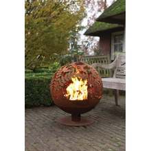Esschert Design FANCY FLAME guľa vyrezávaná, tieňohra lúčna KVETY, hrdza, 66 cm