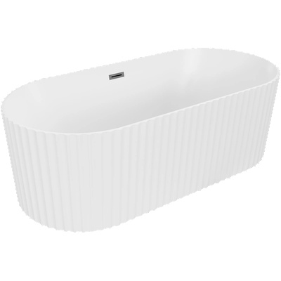 Mexen Paola свободностояща вана с резба 150 x 75 см, бяла мат, преливник gun gray четкан - 52721507501-66 (52721507501-66)