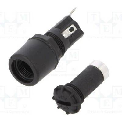 BULGIN FX0463 Zásuvka; 5x20mm; 250V; na panel; černá; UL94V-0; Výv: pájecí