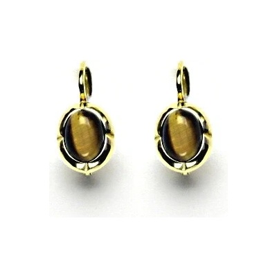 Čištín zlaté náušnice žluté přírodní tygří oko NK 1374 13183