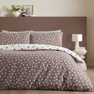 Catherine Lansfield Бяло/тъмнокафяво единично спално бельо 135x200 cm Polka Dot - Catherine Lansfield (BD/61275/W/SQS/CHO)