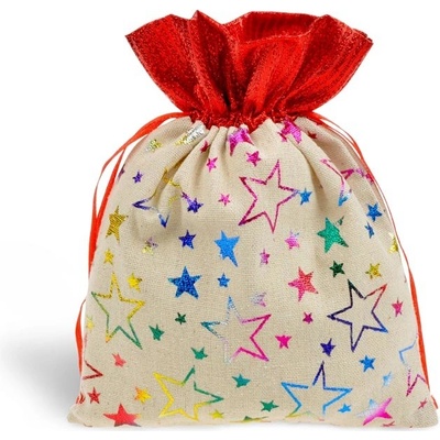 Sáček textil vánoční hvězdy 18x23cm