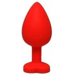 Fantasy by Cottelli Red large heart-shaped butt plug with white crystal
