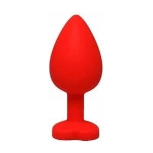 Fantasy by Cottelli Red large heart-shaped butt plug with white crystal