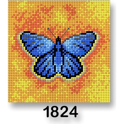 Stoklasa Vyšívací předloha obrázek na vyšívání 70244 1824 motýl 3 modrý na žluté 15x15cm – Zbozi.Blesk.cz