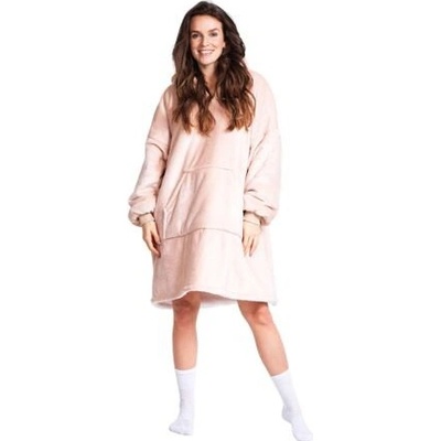 Noxxiez Hrejivá televízna mikinová deka s kapucňou pre teenagerov a dospelých Béžová
