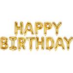 PartyDeco Балон от фолио - Happy Birthday златен надпис 340x35см