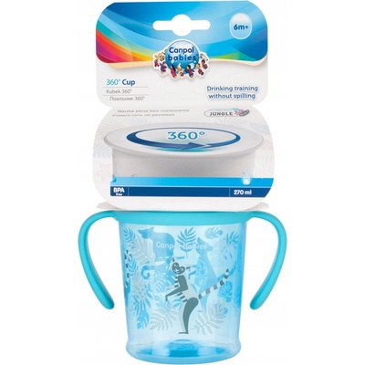 Canpol babies hrneček 360 Jungle modrá 270 ml
