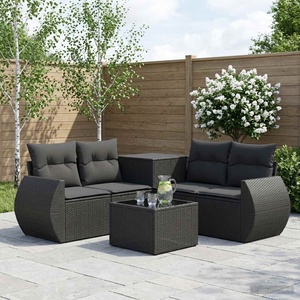 vidaXL Комплект дивани 6 бр. Черно 55 x 55 x 37 см Полиротан и стомана (3447496)