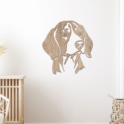 dřevo života Dřevěný obraz psa Bígl Rozměry (cm): 75x80, Zvolte barvu dekoru: Dub Sonoma