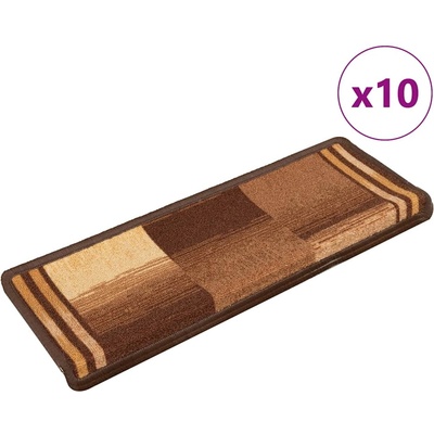 vidaXL Самозалепващи стелки за стълби, 10 бр, 65x21x4 см, кафяви (149845)