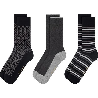 Ted Baker Чорапи Ted Baker Men's Formal Crew Socks - Blk Strp Mix